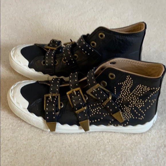 Chloe Kyle studded high top leather sneaker - Picture 2 of 15